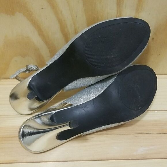Women’s Sexy Silver Glitter Heels sz 10 - Picture 8 of 9